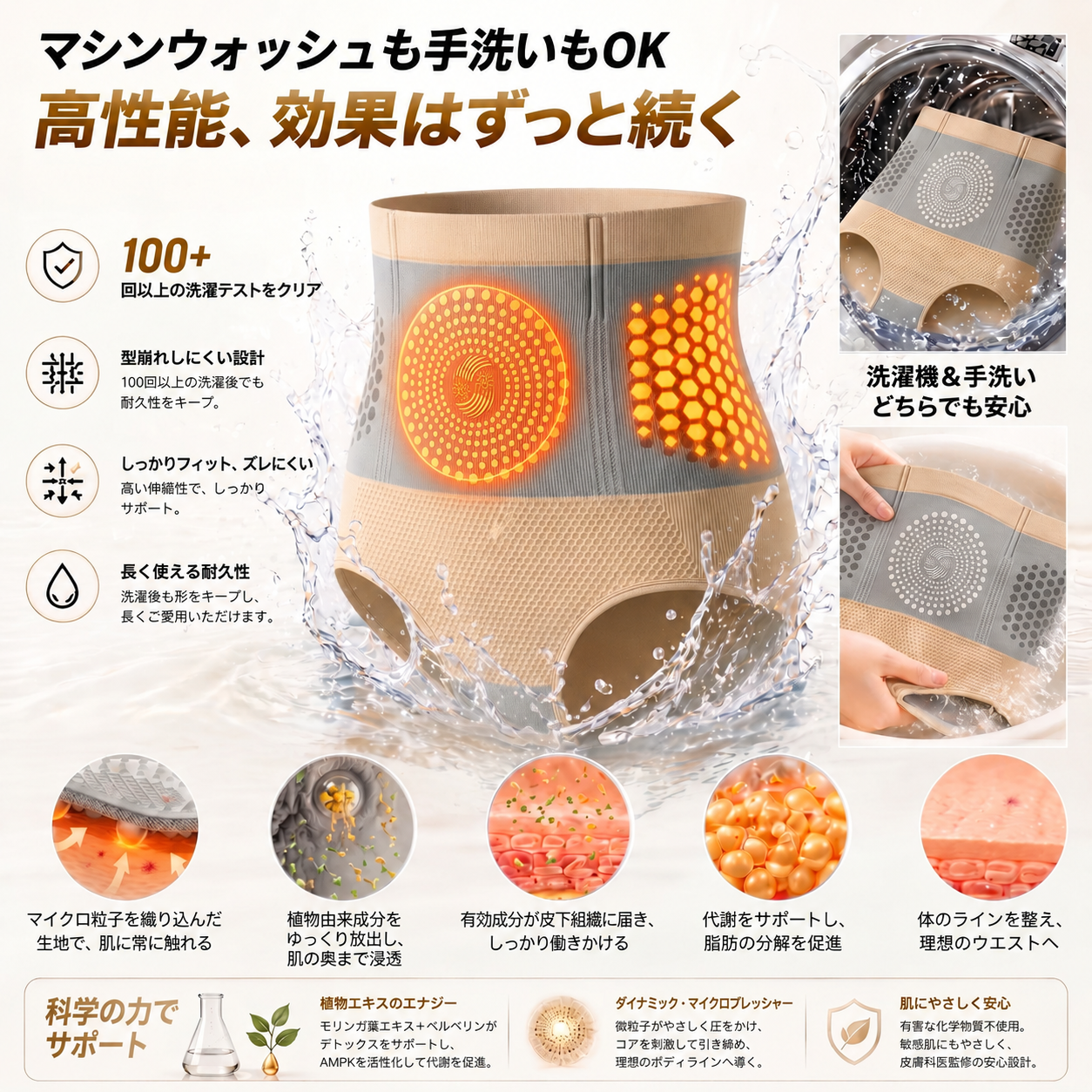 公式ブランドストア 🌟 ALLYBEE® 2026 モリンガ＆ベルベリン配合 4-in-1 マイクロパーティクル シェイピングショーツ
