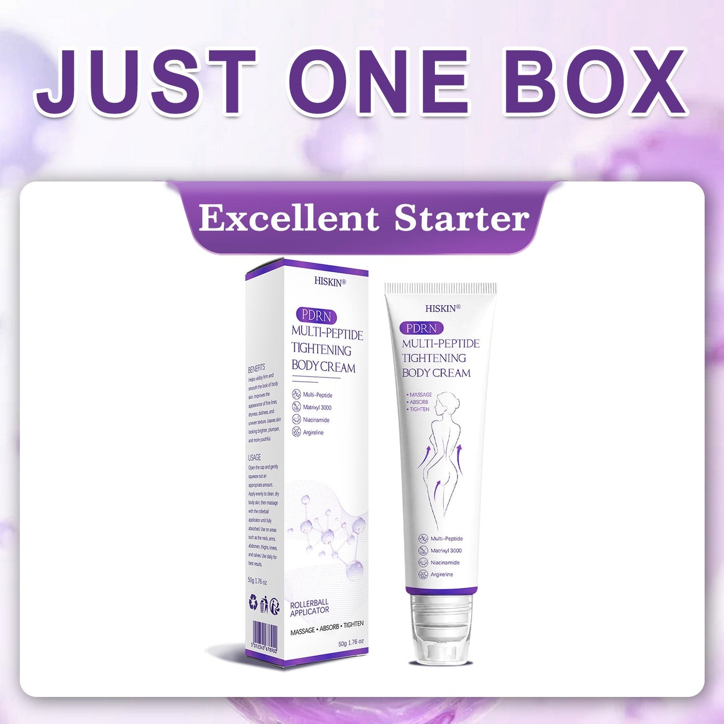 FDA Official: HISKIN® PDRN Multi-Peptide Massaging Body Roller Cream- Anti-aging, Hydrating, Skin Firming & Lifting, Skin Repair, Even Tone, Acne and Dark Spot Treatment, Wart and Mole Removal, and Psoriasis Relief.