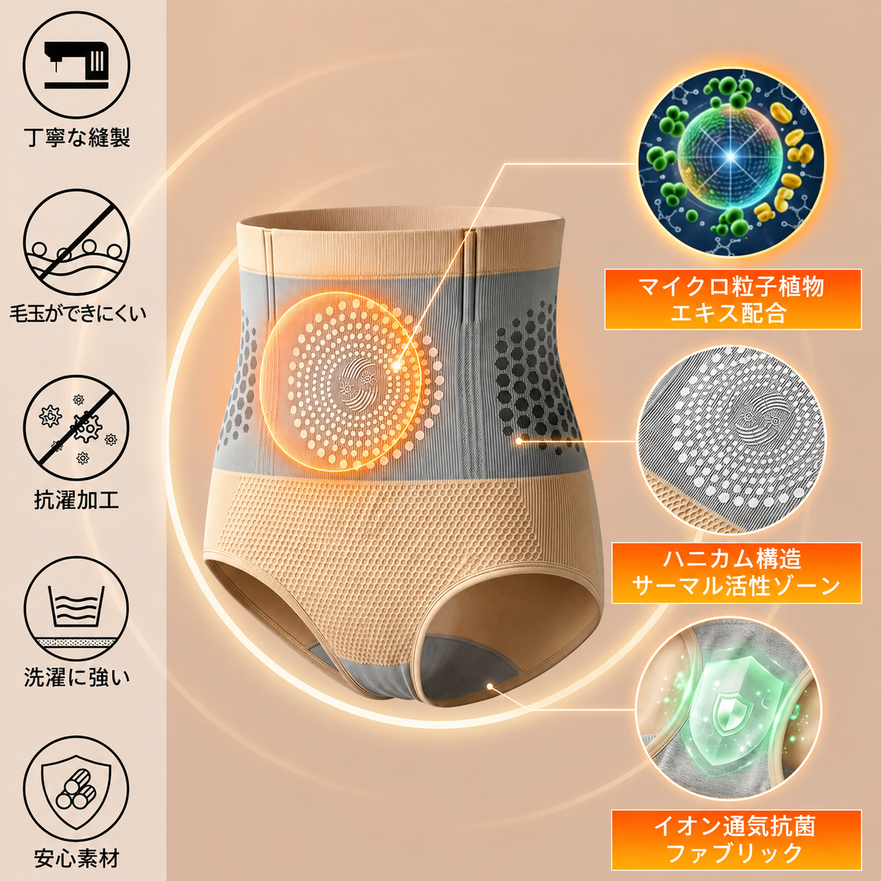 公式ブランドストア 🌟 ALLYBEE® 2026 モリンガ＆ベルベリン配合 4-in-1 マイクロパーティクル シェイピングショーツ