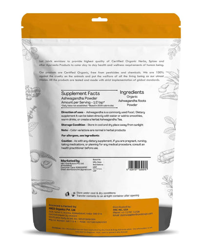 Just Jaivik Organic Ashwagandha Powder 100gm - Stress Relief