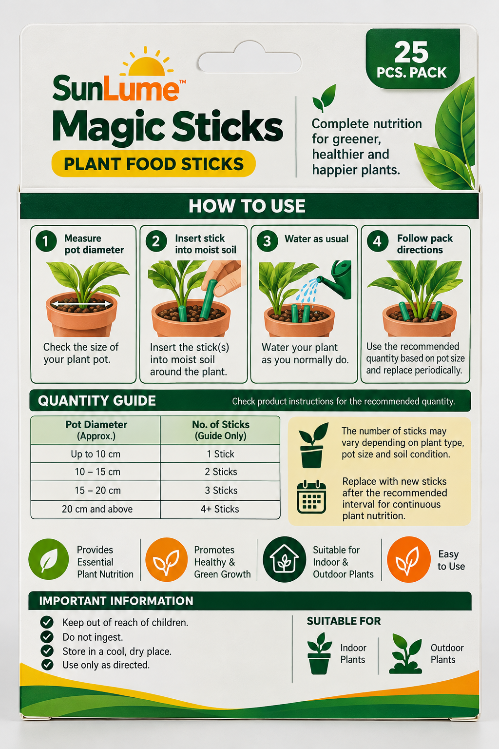 SunLume Magic Sticks — Natural Fertilizer Sticks. Buy 1 Get 1 Free