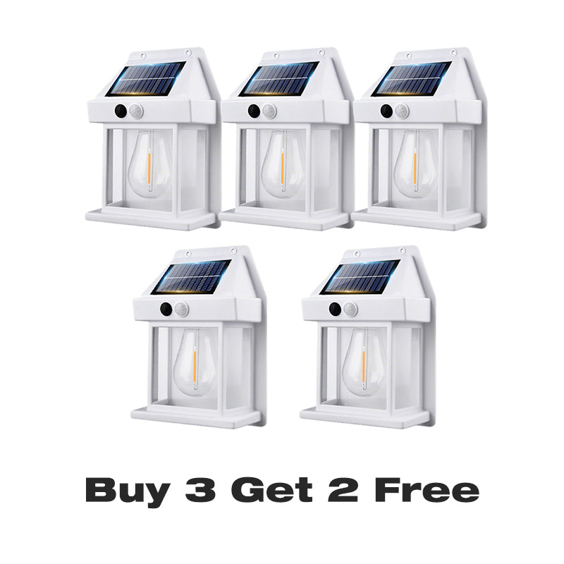 Motion Sensor Solar Wall Light, IP65 Waterproof Solar Lantern Wall Lamp, 3 Lighting Modes, Auto On/Off, Bright Warm Light for Garden, Patio, Porch & Pathway