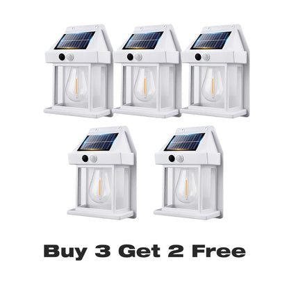 Motion Sensor Solar Wall Light, IP65 Waterproof Solar Lantern Wall Lamp, 3 Lighting Modes, Auto On/Off, Bright Warm Light for Garden, Patio, Porch & Pathway