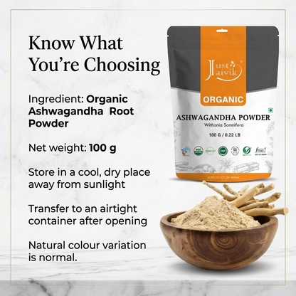 Just Jaivik Organic Ashwagandha Powder 100gm - Stress Relief