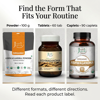 Just Jaivik Organic Ashwagandha Powder 100gm - Stress Relief