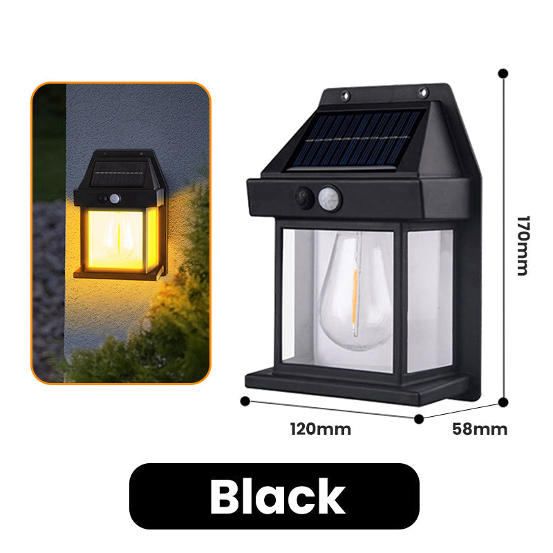 Motion Sensor Solar Wall Light, IP65 Waterproof Solar Lantern Wall Lamp, 3 Lighting Modes, Auto On/Off, Bright Warm Light for Garden, Patio, Porch & Pathway