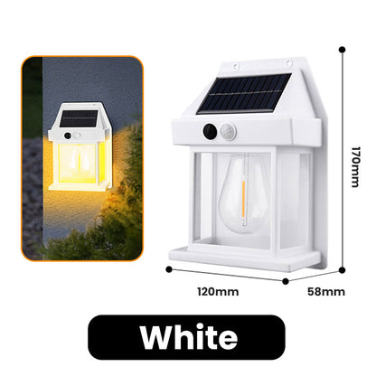 Motion Sensor Solar Wall Light, IP65 Waterproof Solar Lantern Wall Lamp, 3 Lighting Modes, Auto On/Off, Bright Warm Light for Garden, Patio, Porch & Pathway
